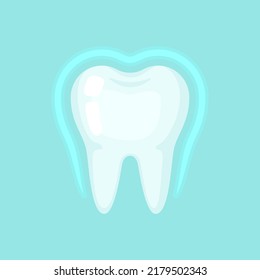 Shining protected tooth, cute colorful vector icon illustration