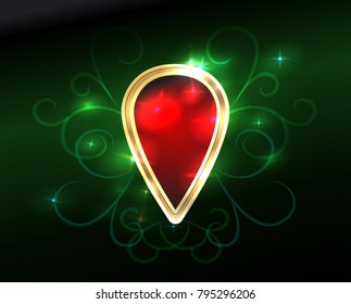 Shining Protection Russian shield on dark luminous background