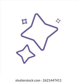Shining Purple Star Vector Set - Simple Line Art