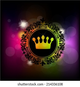 Shining rainbow background crown. Vector