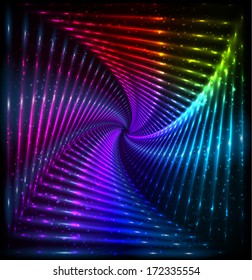 Shining rainbow techno lights vector twirl frame