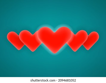 Shining rating hearts clipart. 3d vector illustration