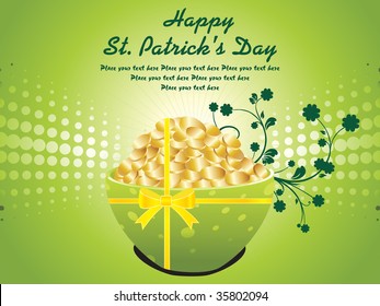 shining rays background with gold coins pots
