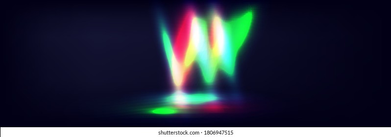 
shining rays of a rainbow on a dark background. abstract bokeh lights. Vector illustration