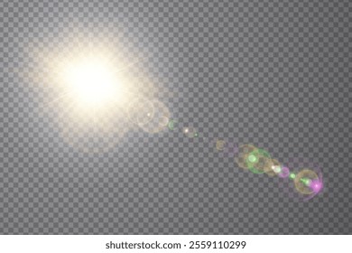 Shining realistic sun flare effect background