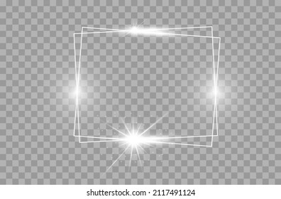Shining rectangle banner. Isolated on black transparent background. Vector illustration, eps 10