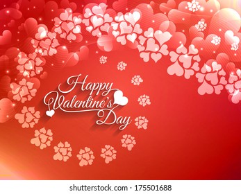 Shining red color bright background for valentine's day with hearts. vector illustration