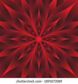 Shining red flower for your background. Cartoon style. Vector illustration.