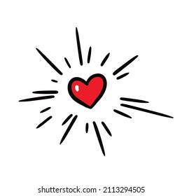 leuchtendes rotes Herz. Vektorgrafik. Valentinstag-Designelement