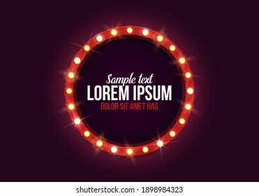 Shining retro billboard. Vintage bright sign board for your design. Vector illustration.