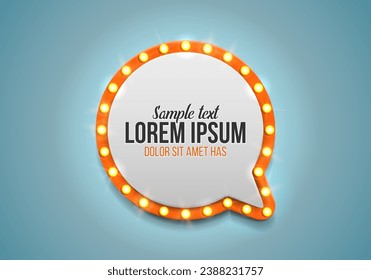 Shining retro billboard. Vintage bright sign board for your design. Vector illustration.