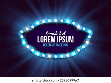 Shining retro billboard. Vintage bright sign board for your design. Vector illustration.