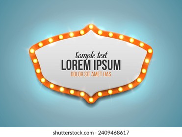 Shining retro billboard. Vintage bright sign board for your design. Vector illustration.