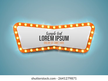 Shining retro billboard. Vintage bright sign board for your design. Vector illustration.