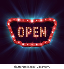 Shining retro billboard. Vintage bright sign board for your design. Vector illustration.