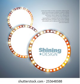 Shining retro circle banner. Vector illustration