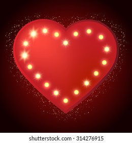 Shining retro heart banner. Vector illustration EPS10