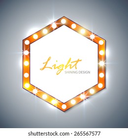 Shining retro hexagon banner. Vector illustration