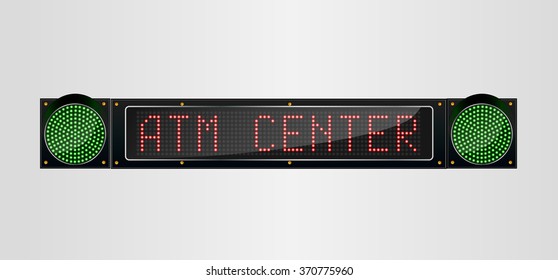 Shining retro light banner ATM sign on a black background.vector