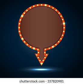 Shining retro light banner on blue background. vector