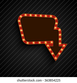 Shining retro light banner on black background.vector