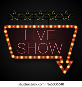 Shining retro light banner on black background.vector