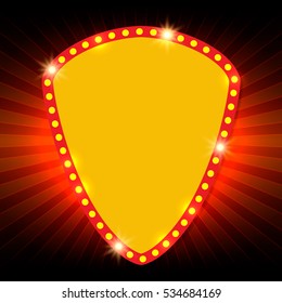 Shining retro light banner on red background. Vector illustration