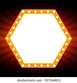 Shining retro light banner on red background. Vector illustration