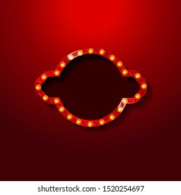 Shining retro light banner. Red background. Vector illustration EPS 10