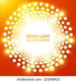 Shining retro light banner. Vector illustration