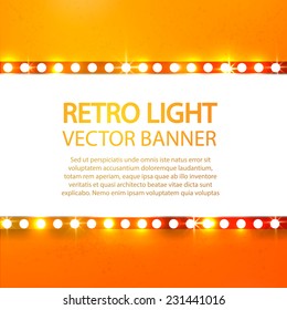 Shining retro light banner. Vector illustration