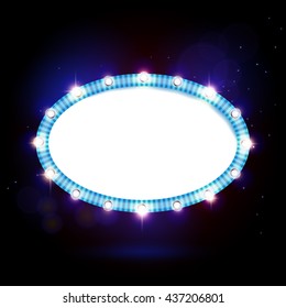 Shining retro light banner. Vector illustration. Retro frame.