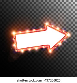 Shining retro light banner. Vector illustration. Retro frame.