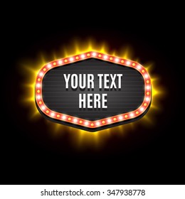 Shining retro light frame banner template.  Vector illustration EPS 10