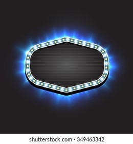 Shining retro light frame banner template.  Vector illustration EPS 10