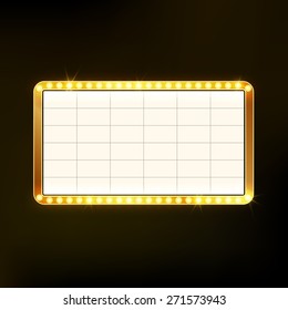 Shining retro light frame gold banner.