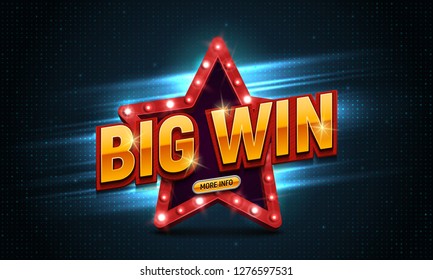 Shining Retro Sign Big Win Banner. Vector Illustration.