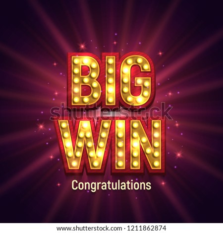 Shining retro sign Big win banner. Vector illustration.