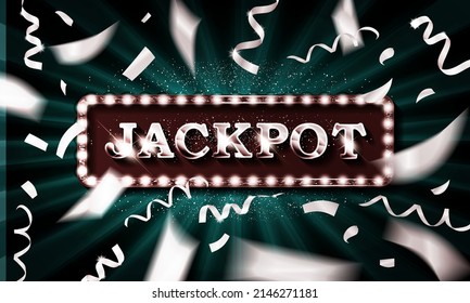 Shining retro sign Jackpot banner. Vector illustration.