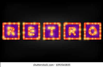 Shining retro sign. Vector illustration.