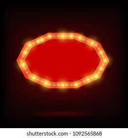 Shining retro sign. Vector illustration.