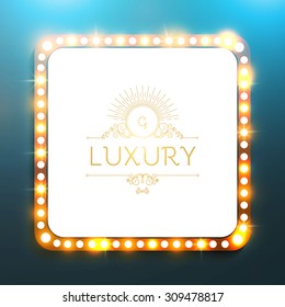 Shining retro square banner. Vector illustration