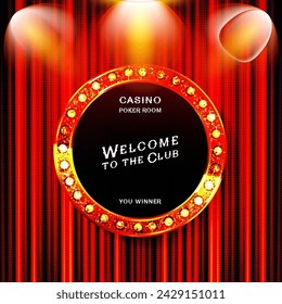 Shining round retro banner. 3D illustration. Vector illustration