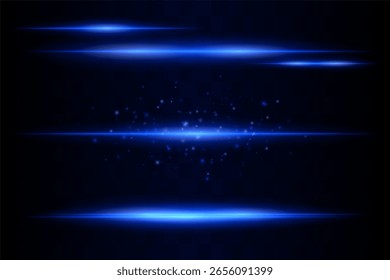 Leuchtendes Set. Hell leuchtende Strahlen kombiniert mit schwebenden Lichtteilchen. Zentraler Cluster hebt Energiedispersion und sanfte Bewegung auf transparentem Hintergrund hervor.
