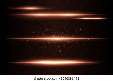 Leuchtendes Set. Hell leuchtende Strahlen kombiniert mit schwebenden Lichtteilchen. Zentraler Cluster hebt Energiedispersion und sanfte Bewegung auf transparentem Hintergrund hervor.