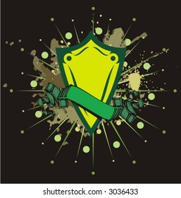 Shining shield on a grunge background. Check my portfolio for more of this exquisite series as well as thousands of other great vector items.