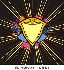 Shining shield on a grunge background. Check my portfolio for more of this exquisite series as well as thousands of other great vector items.