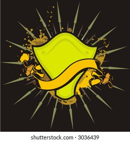 Shining shield on a grunge background. Check my portfolio for more of this exquisite series as well as thousands of other great vector items.