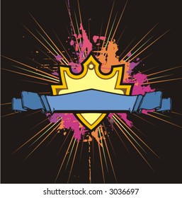 Shining shield on a grunge background. Check my portfolio for more of this exquisite series as well as thousands of other great vector items.