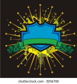Shining shield on a grunge background. Check my portfolio for more of this exquisite series as well as thousands of other great vector items.